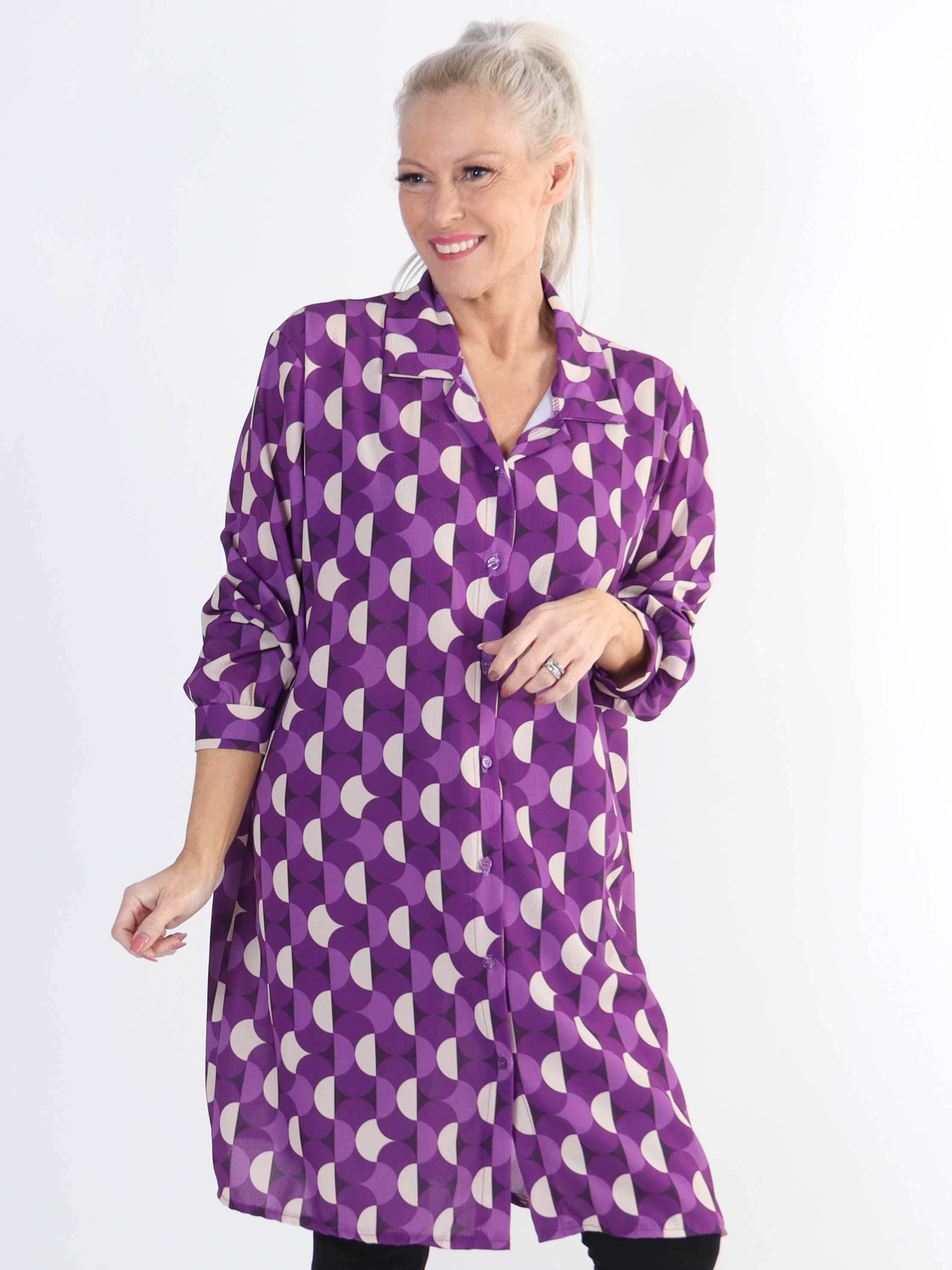 Abigail Pattern - Mønstret plus size skjortekjole